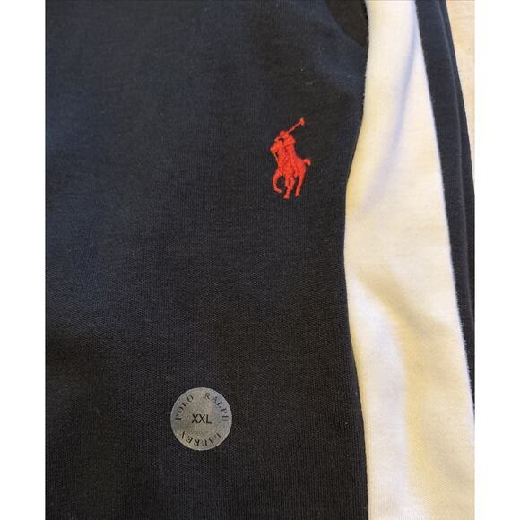 NWT Polo Ralph Lauren Mens 2XL Sweatpants Black White Side Stripe Zip Ankle XXL - Picture 4 of 16